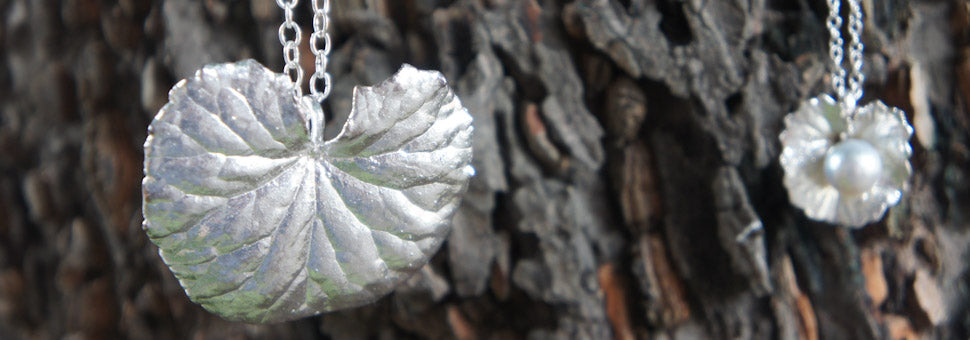 Fine Silver Pennywort Pendants with pearls