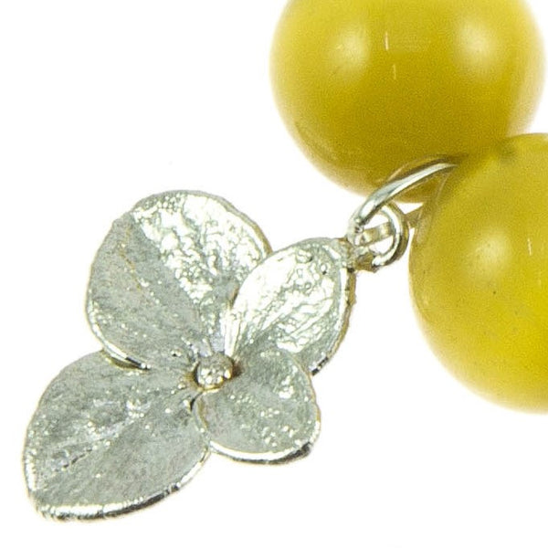 Camel Glass Bead and Silver Hydrangea Bracelet
