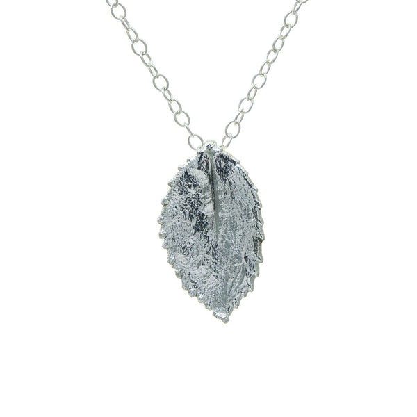Miniature Silver Rose Leaf Pendant