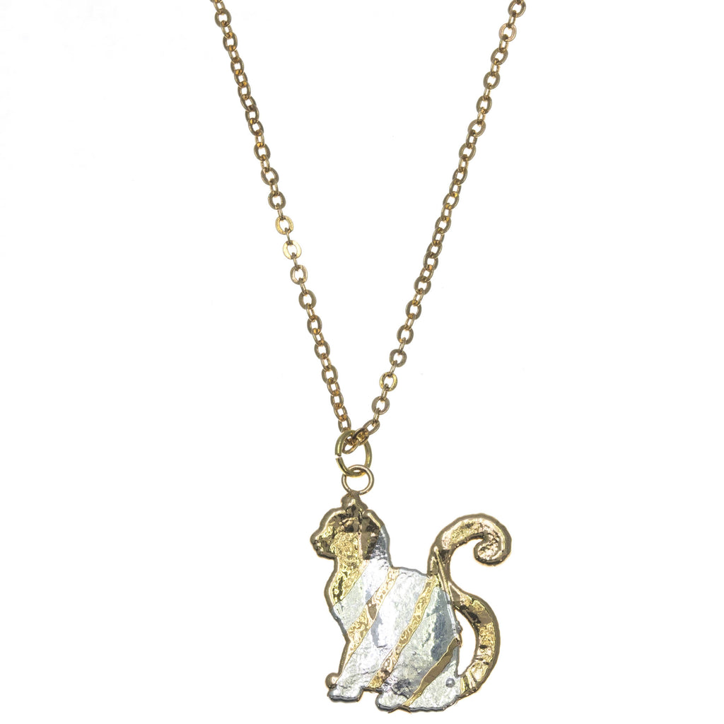 Gold Striped Cat Pendant