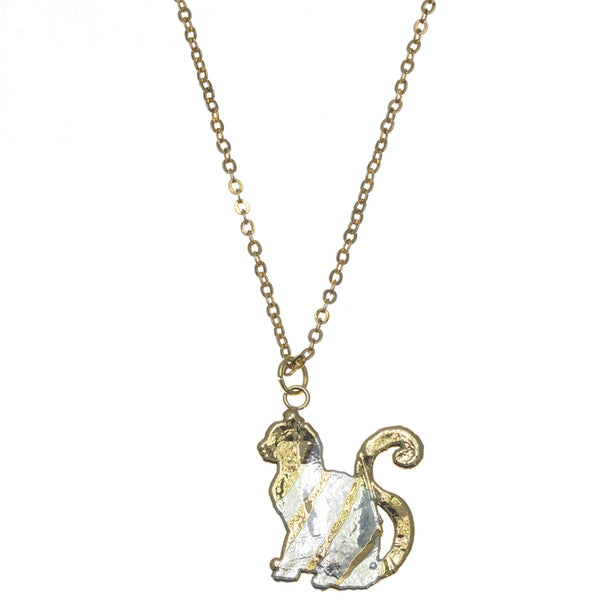Gold Striped Cat Pendant