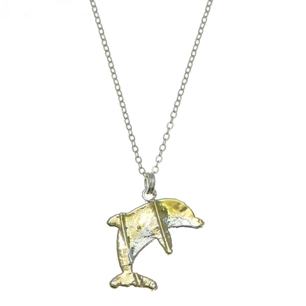 Gold Back Dolphin Pendant