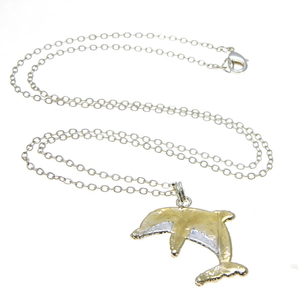 Gold Back Dolphin Pendant