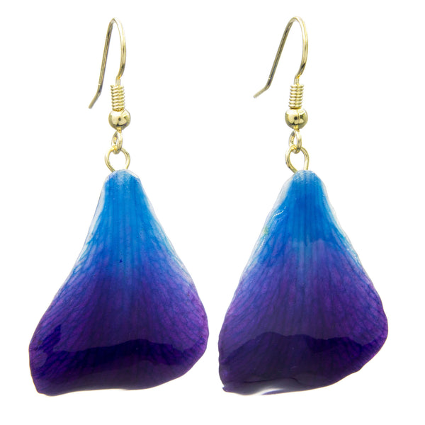 Dendrobium Orchid Petal Earrings - Purple & Blue