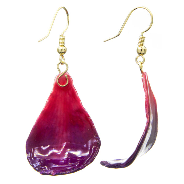 Dendrobium Orchid Petal Earrings - Purple & Red