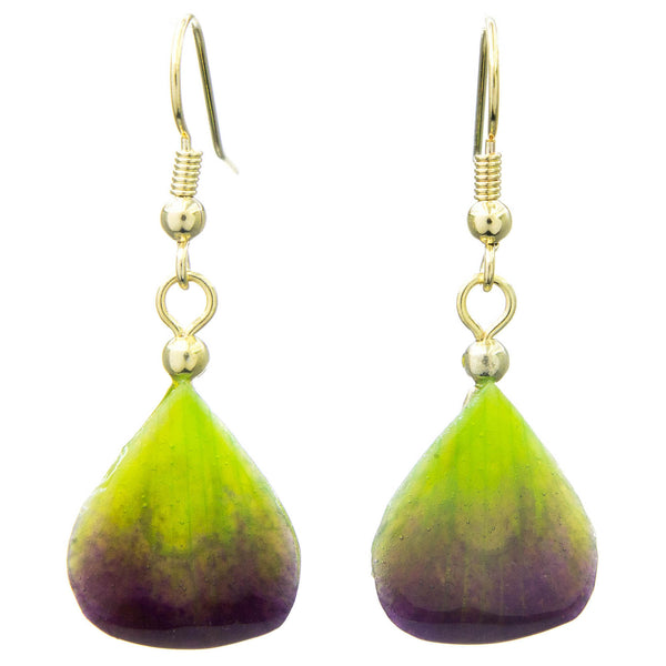 Dendrobium Orchid Mini Petal Earrings - Purple & Green