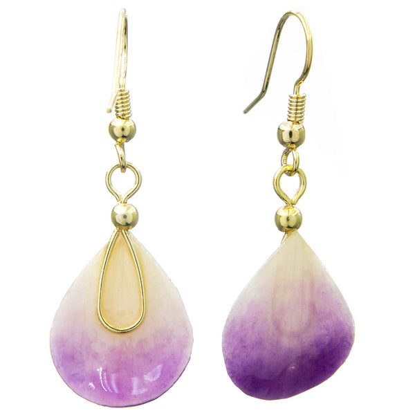 Dendrobium Orchid Mini Petal Earrings - Purple & White