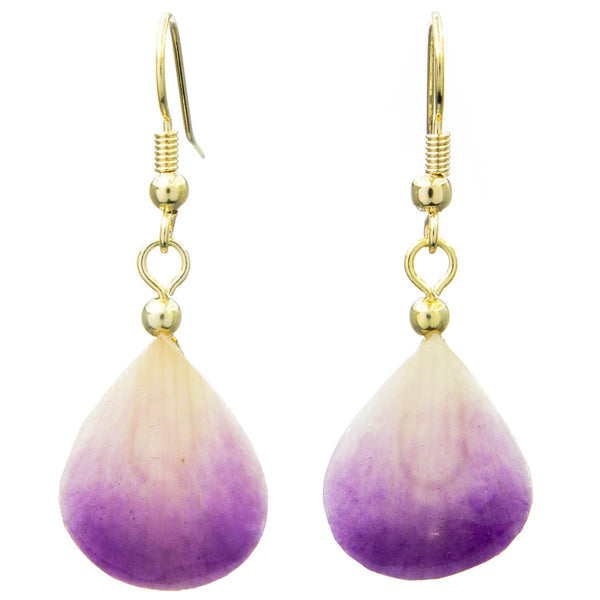 Dendrobium Orchid Mini Petal Earrings - Purple & White
