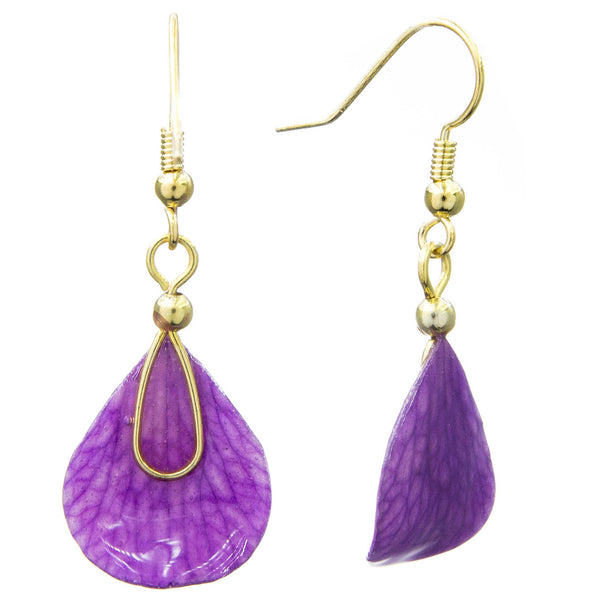 Dendrobium Orchid Mini Petal Earrings - Purple Veins