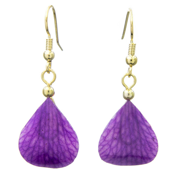 Dendrobium Orchid Mini Petal Earrings - Purple Veins