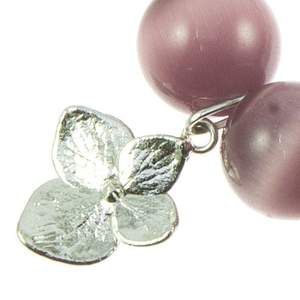 Lilac Glass Bead and Silver Hydrangea Bracelet